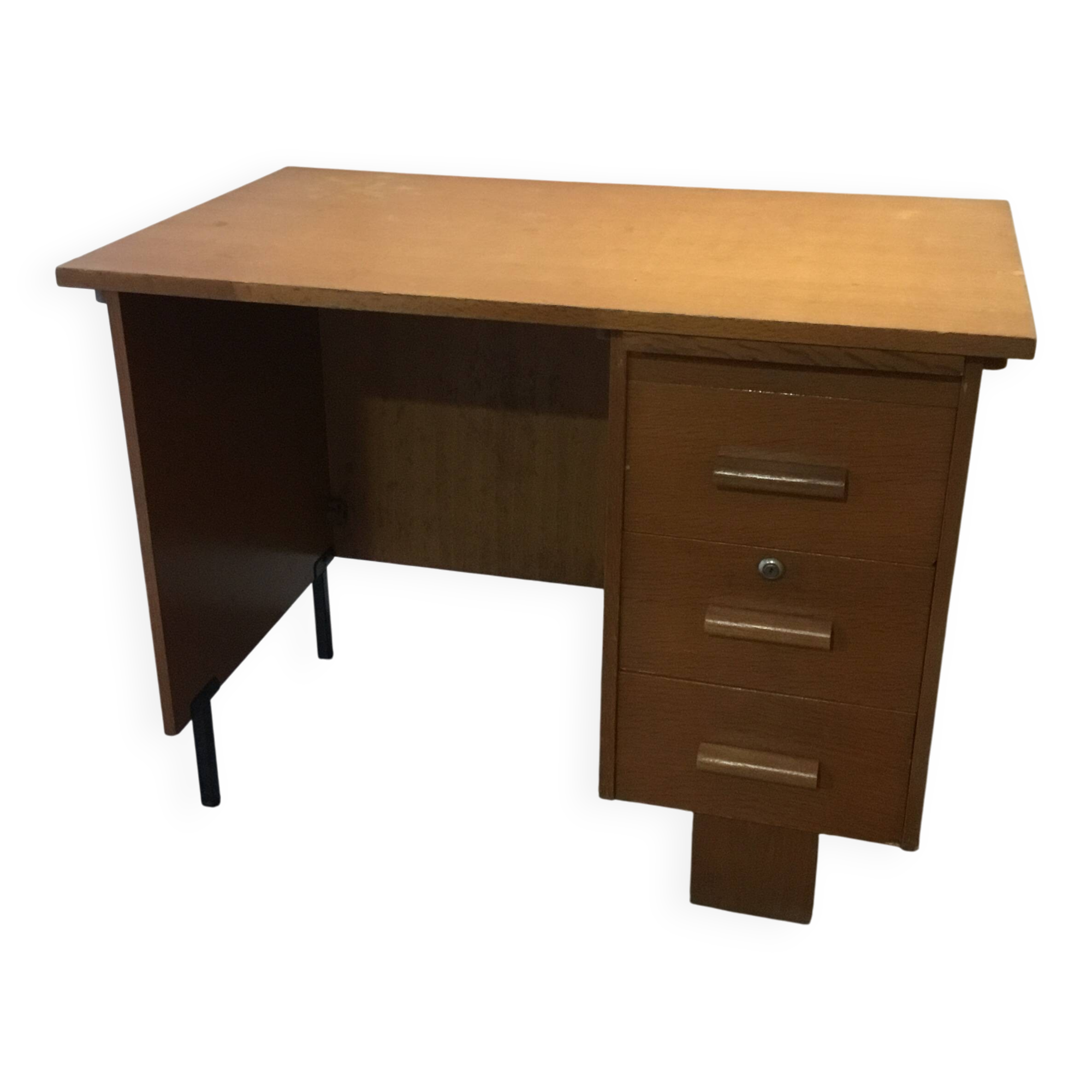 wood and metal desk from the 1960s in modernist style