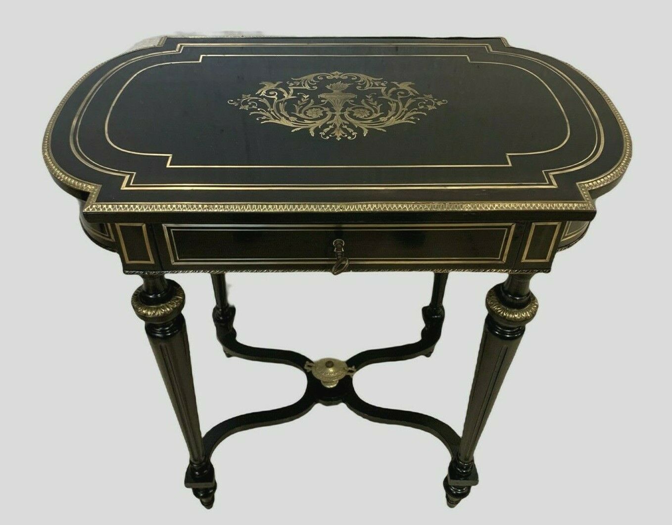 Worker Napoleon III Blackened wood and brass marquetry engraved xiX century