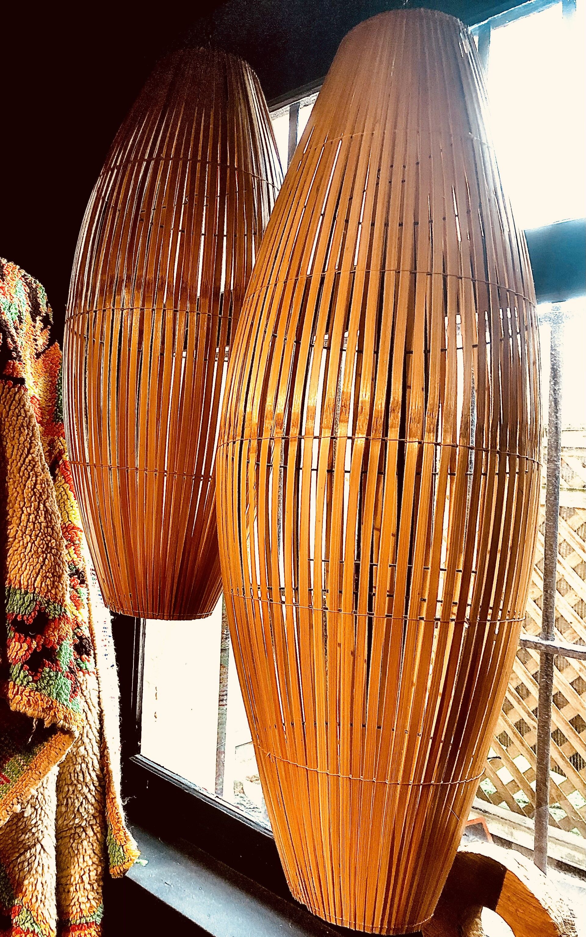 High lamp in bamboo strips