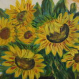 Sunflower painting signed M.C. Weiss