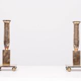 Modernistic silver plated bronze candle sticks Early 20th Century