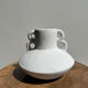 Artisanal terracotta vase painted white with double handles H:16 D:20