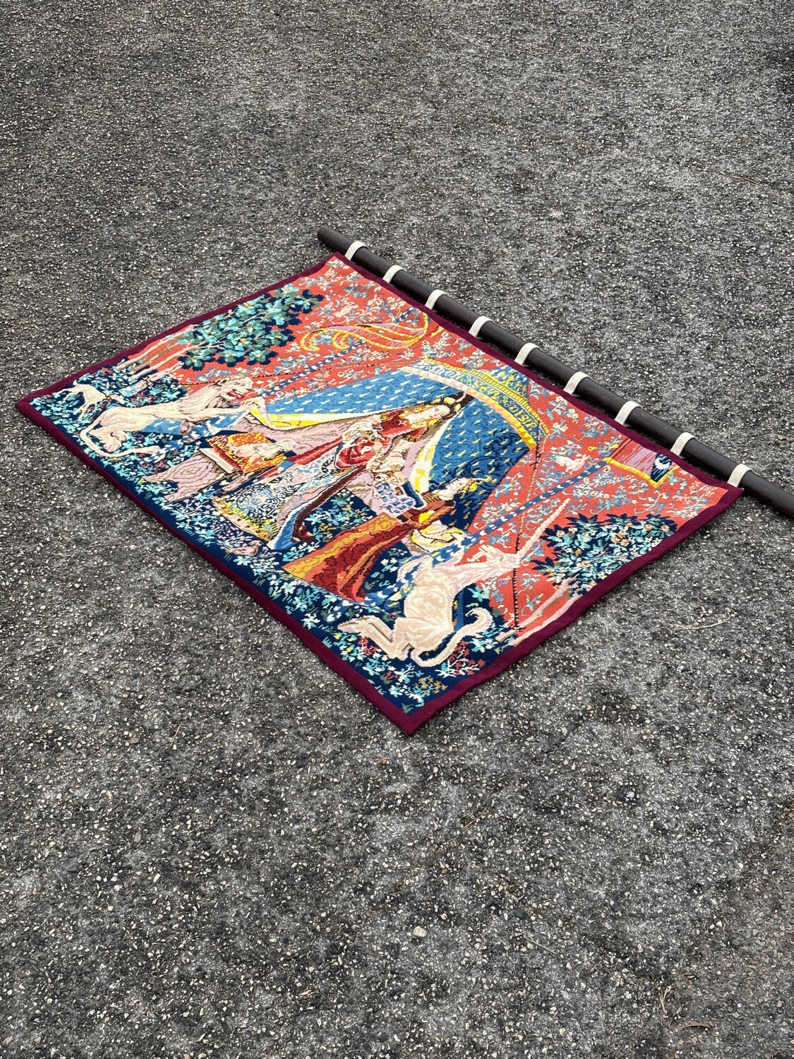 Ancient wool tapestry "The Lady and the Unicorn"