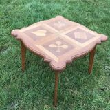 Vintage oak coffee table 1950 patterns card game