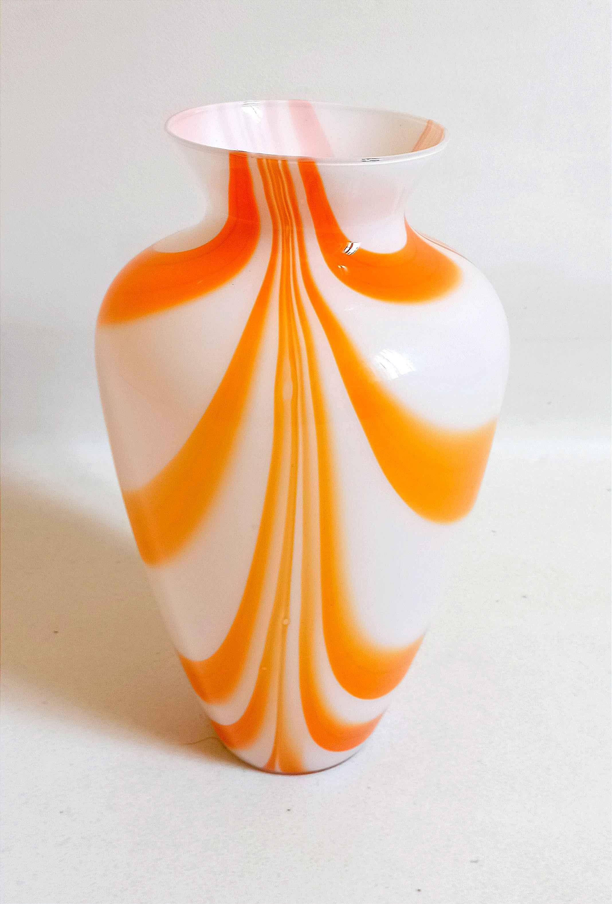 Orange Murano vase by Carlo Moretti 1970s Height 36 cm
