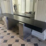 Table console en chêne - pieds inox