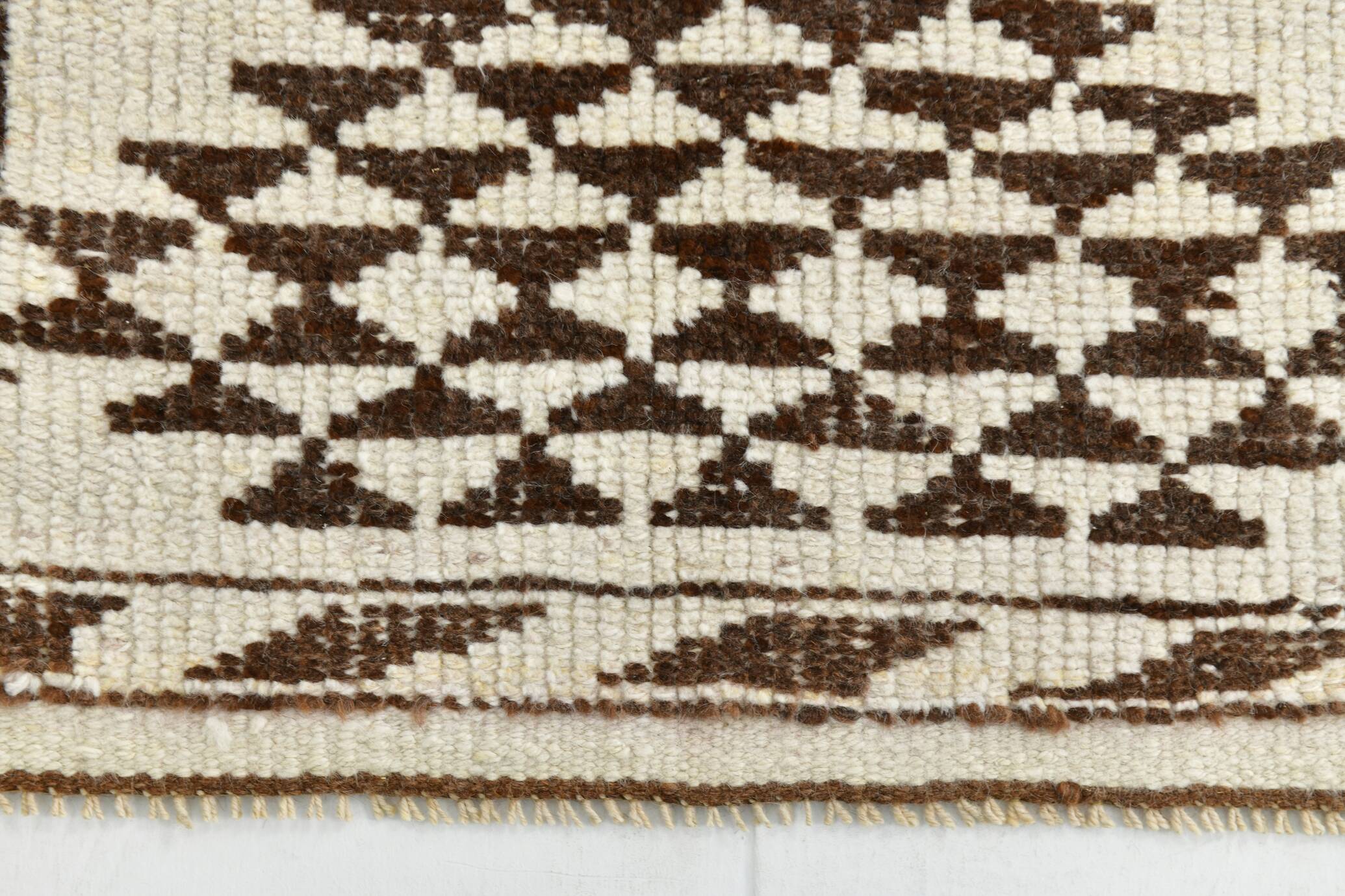 3x10 Brown Cream Kilim Runner Rug 82x320Cm