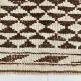 3x10 Brown Cream Kilim Runner Rug 82x320Cm