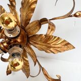 Gold plated XL ceiling lamp or wall lamp from Italy, 1970s