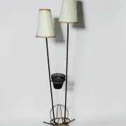Wrought iron magazine rack floor lamp 1950s