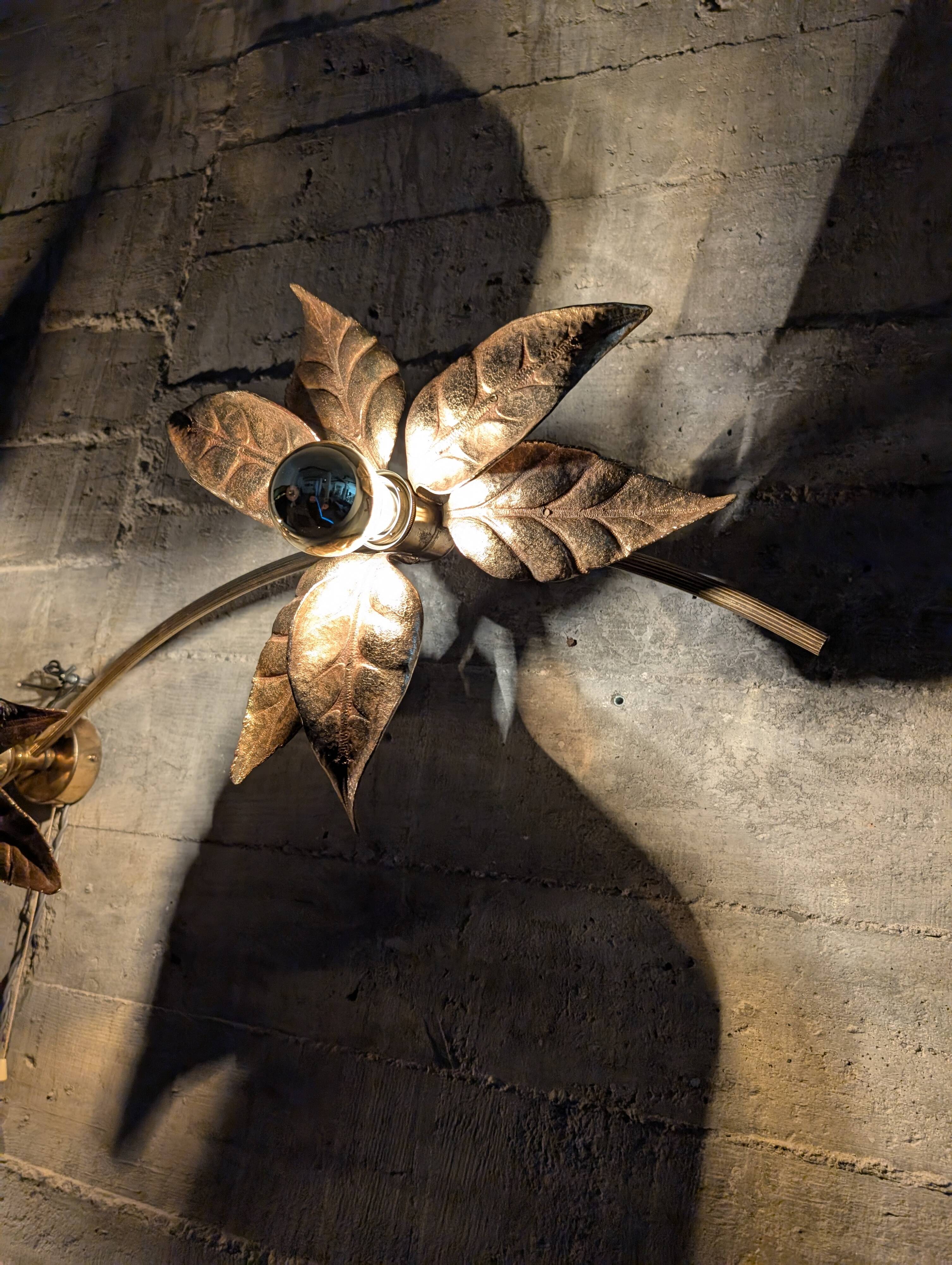 Wall lamp with three flowers by Willy Daro, Belgium, 1970s