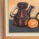 Original Swedish Oil on Panel – "Kattle and Oranges" by Herald – Signed – Dated 1966 – Framed Vintage Piece