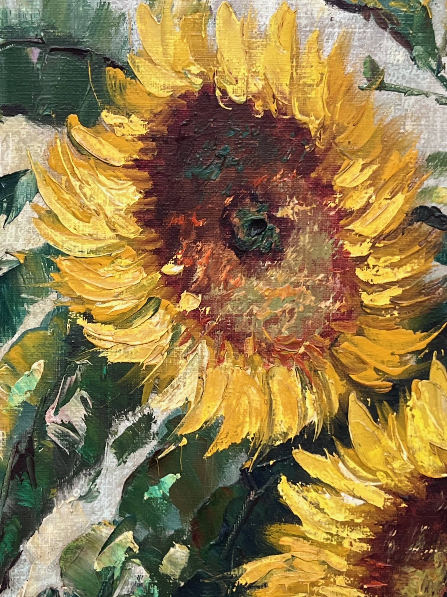 Still life with sunflowers. Signed.