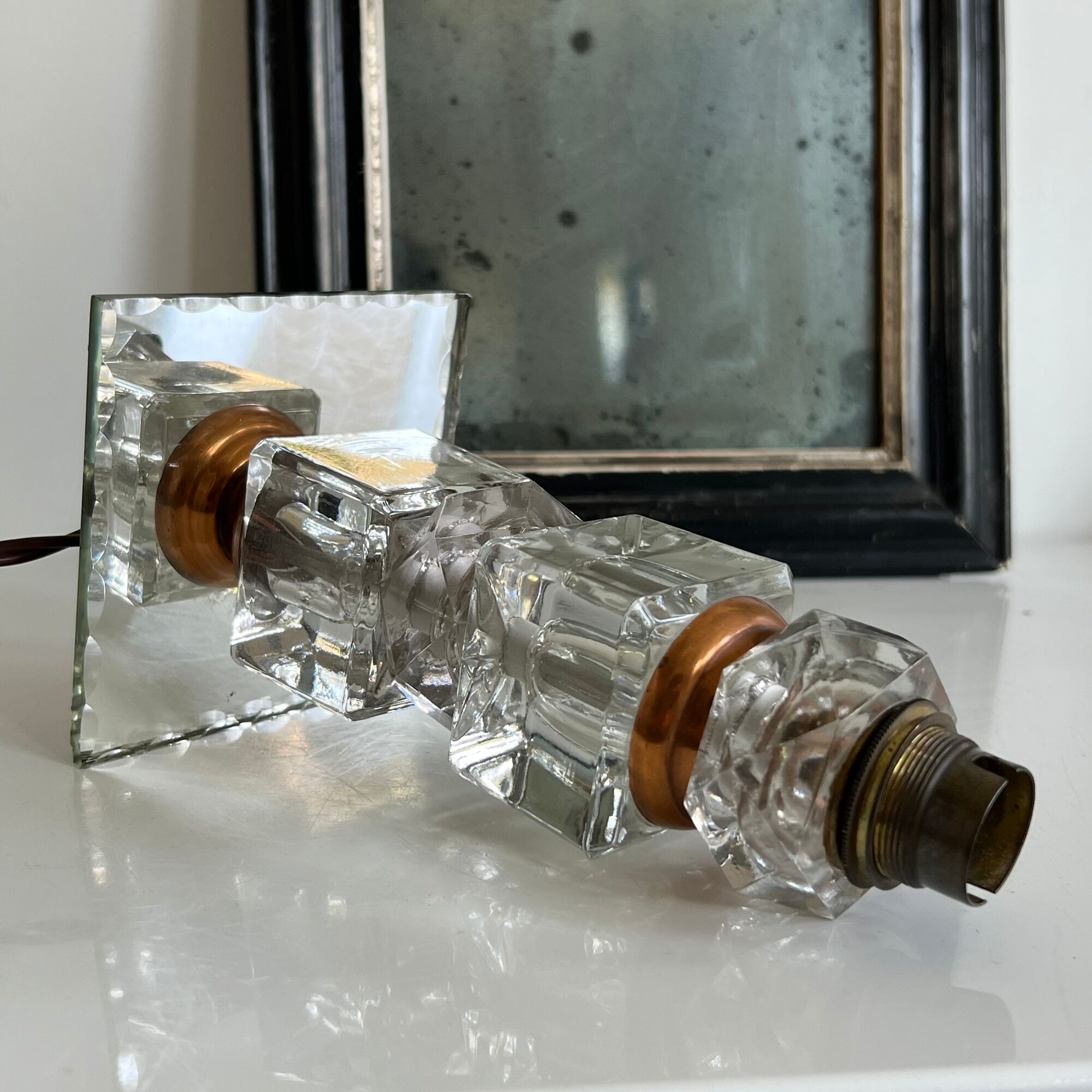 Copper glass lamp foot modernism era 1930-40