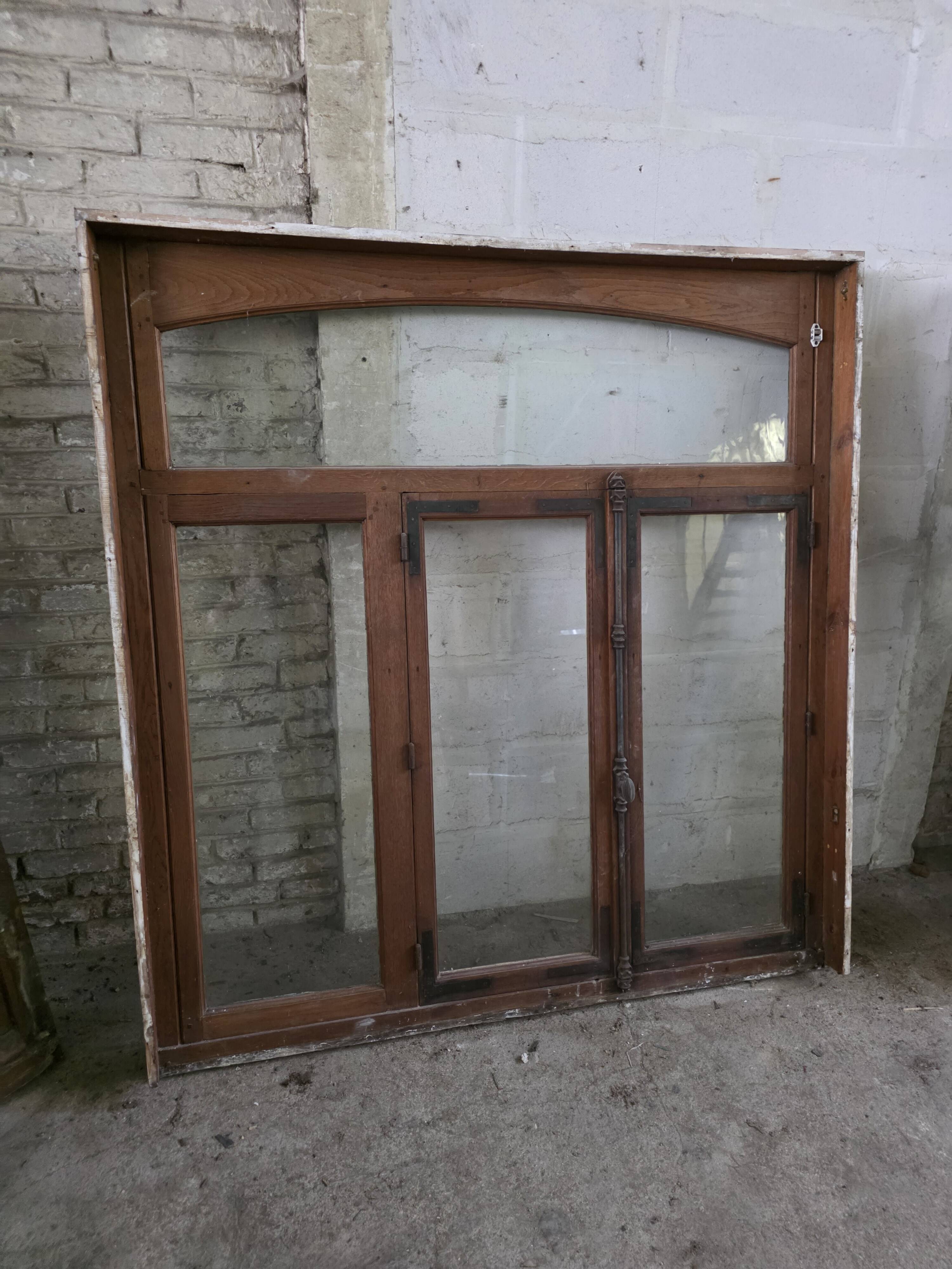 Old solid oak window from the early 20th century.