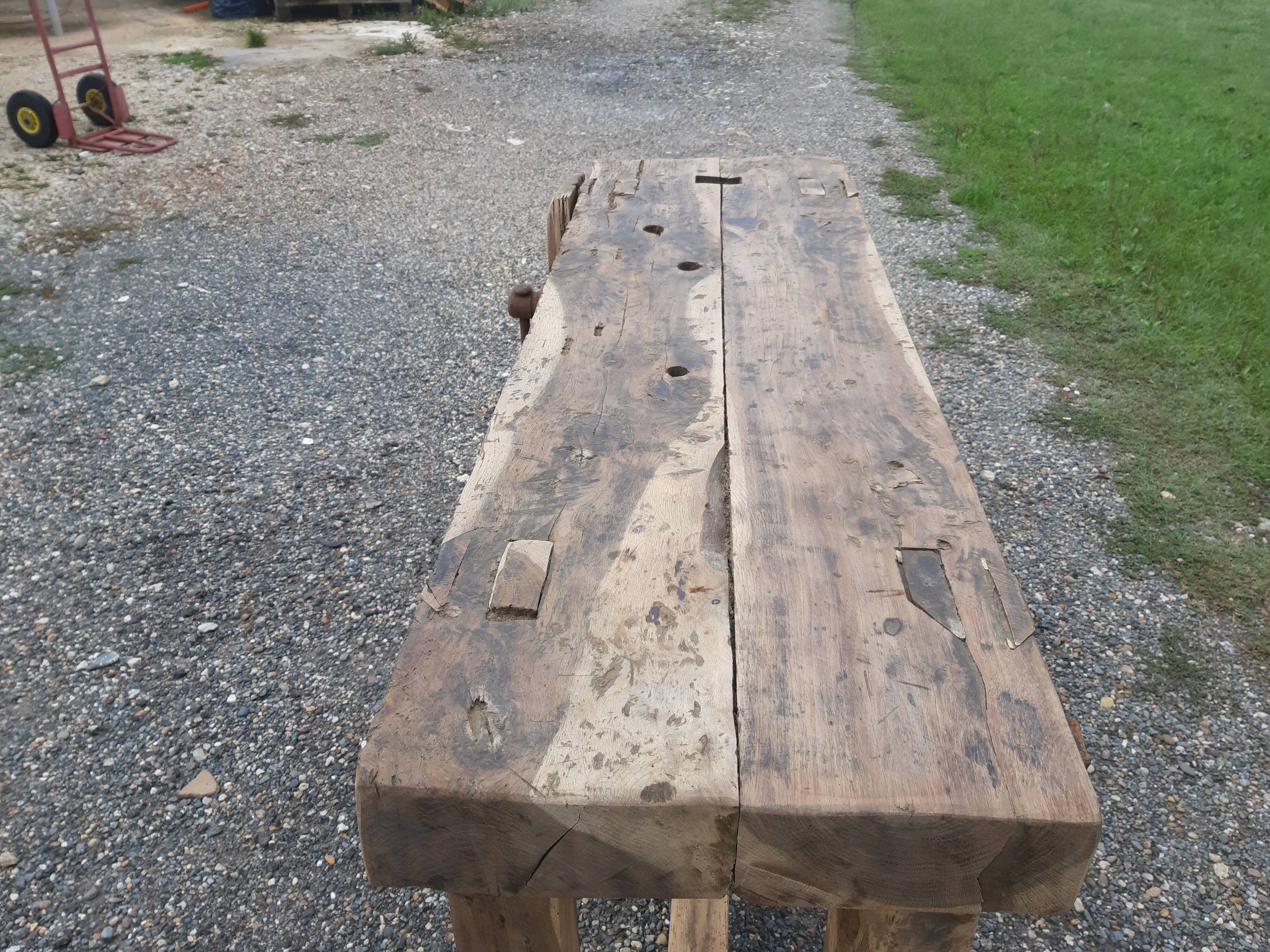 Old walnut workbench
