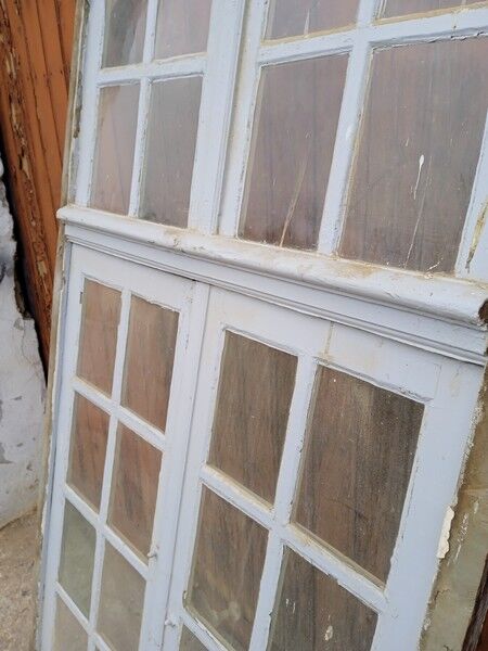 Old arched house window / transom, hammered glass, cremone