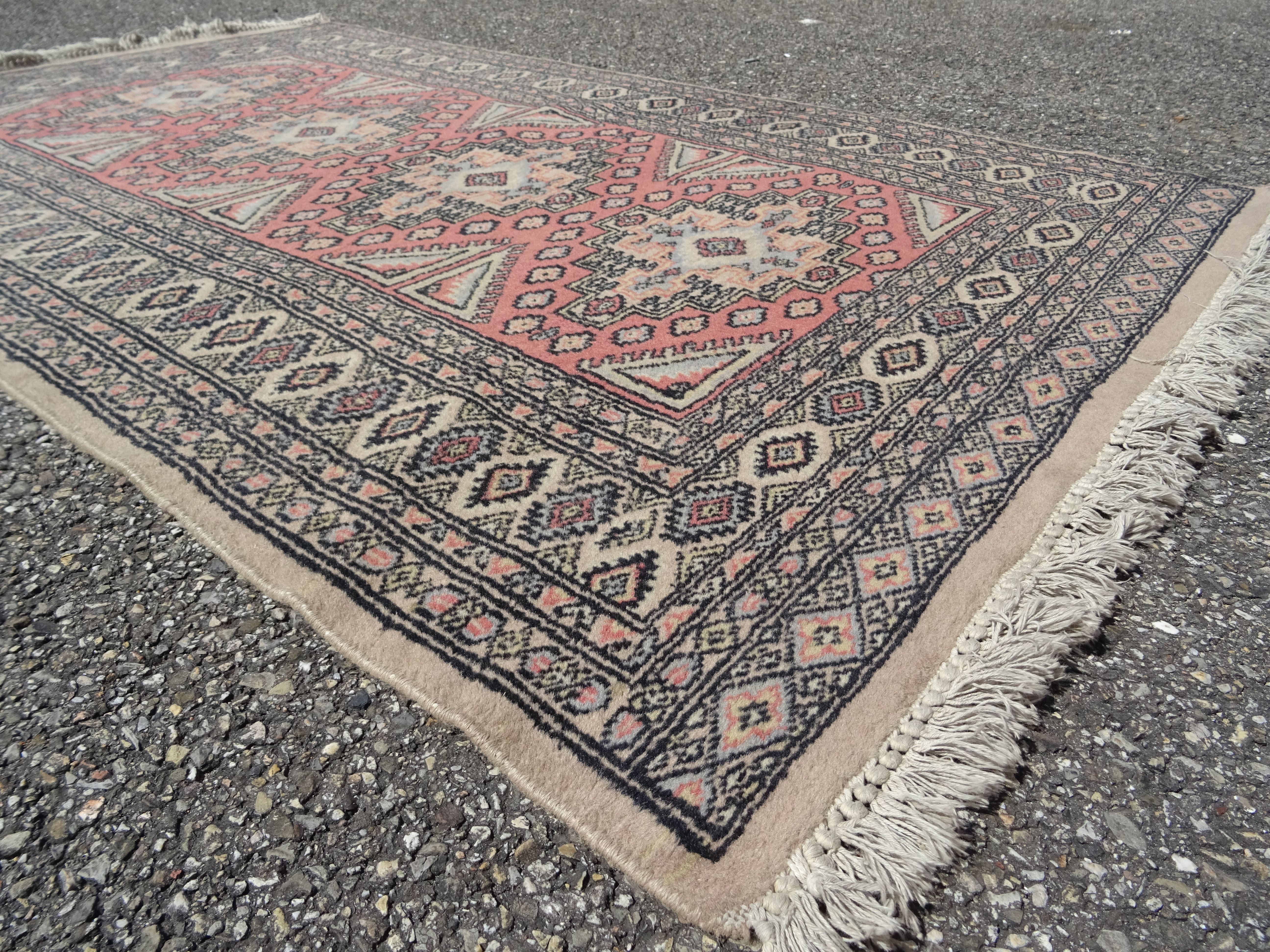Pakistani carpet Bukhara handmade wool signed