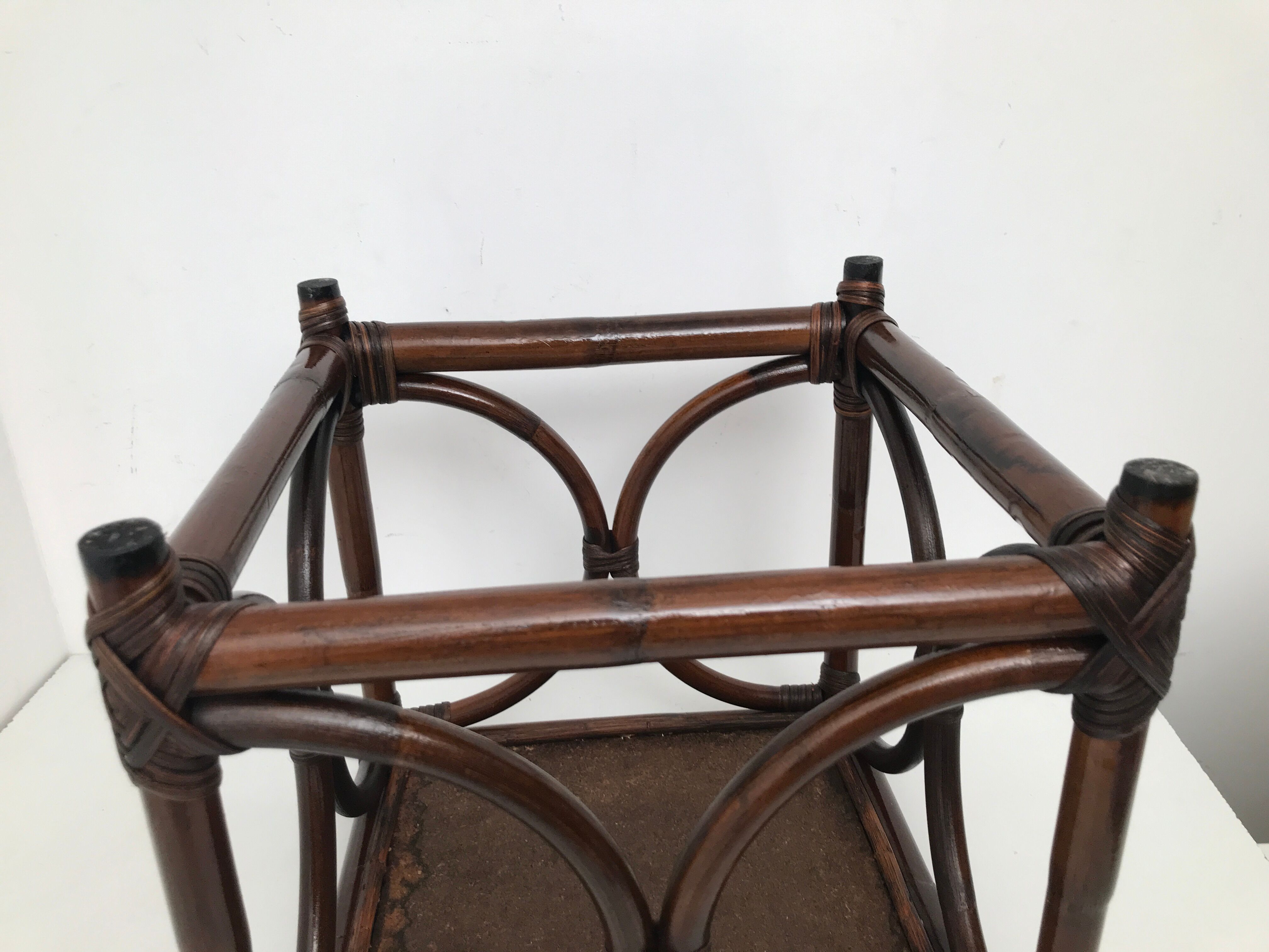 Bedside table stool in vintage cannage rattan