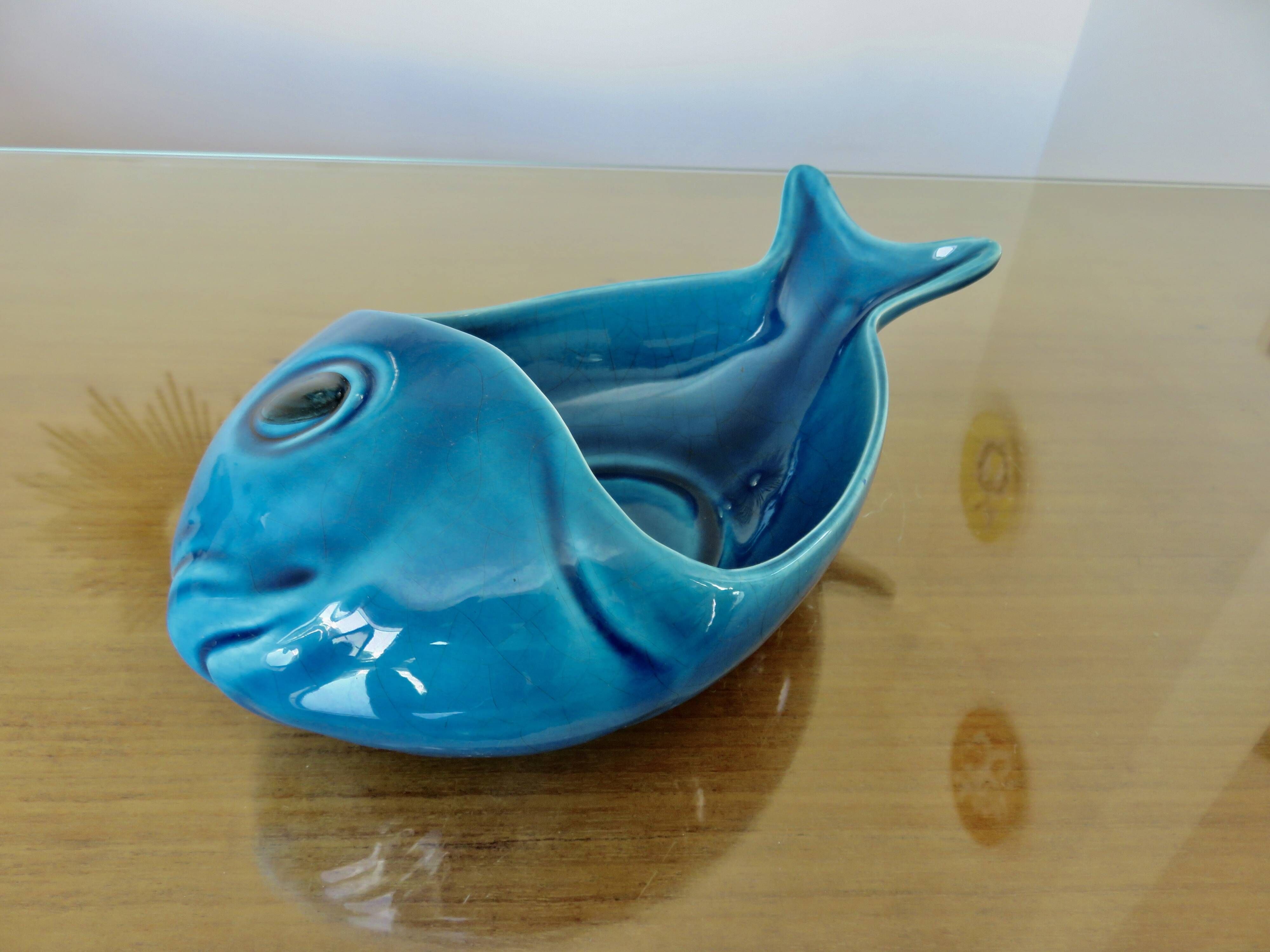 Empty pocket, blue cracked Charolles ceramic, 1960s