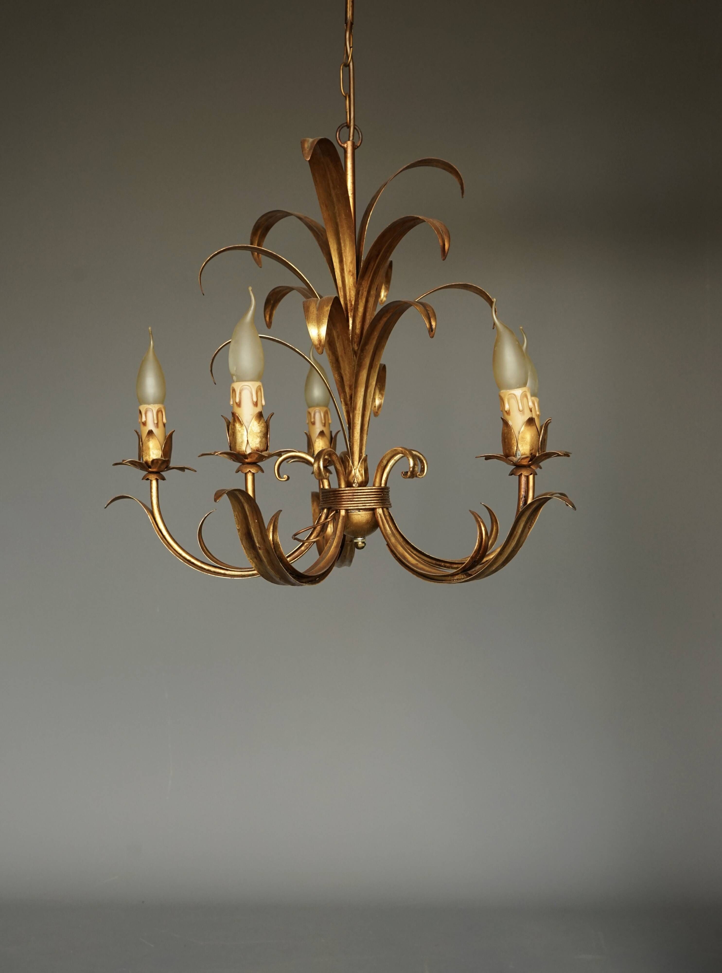Vintage chandelier with 5 lights attributed to Hans Kögl. 1970s.