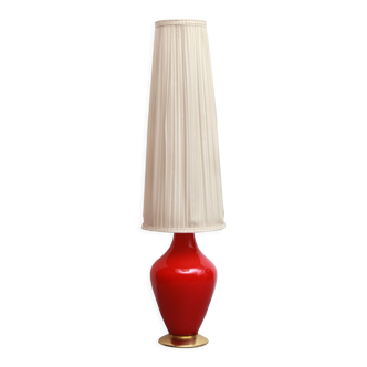 1950s floor lamp in red glass