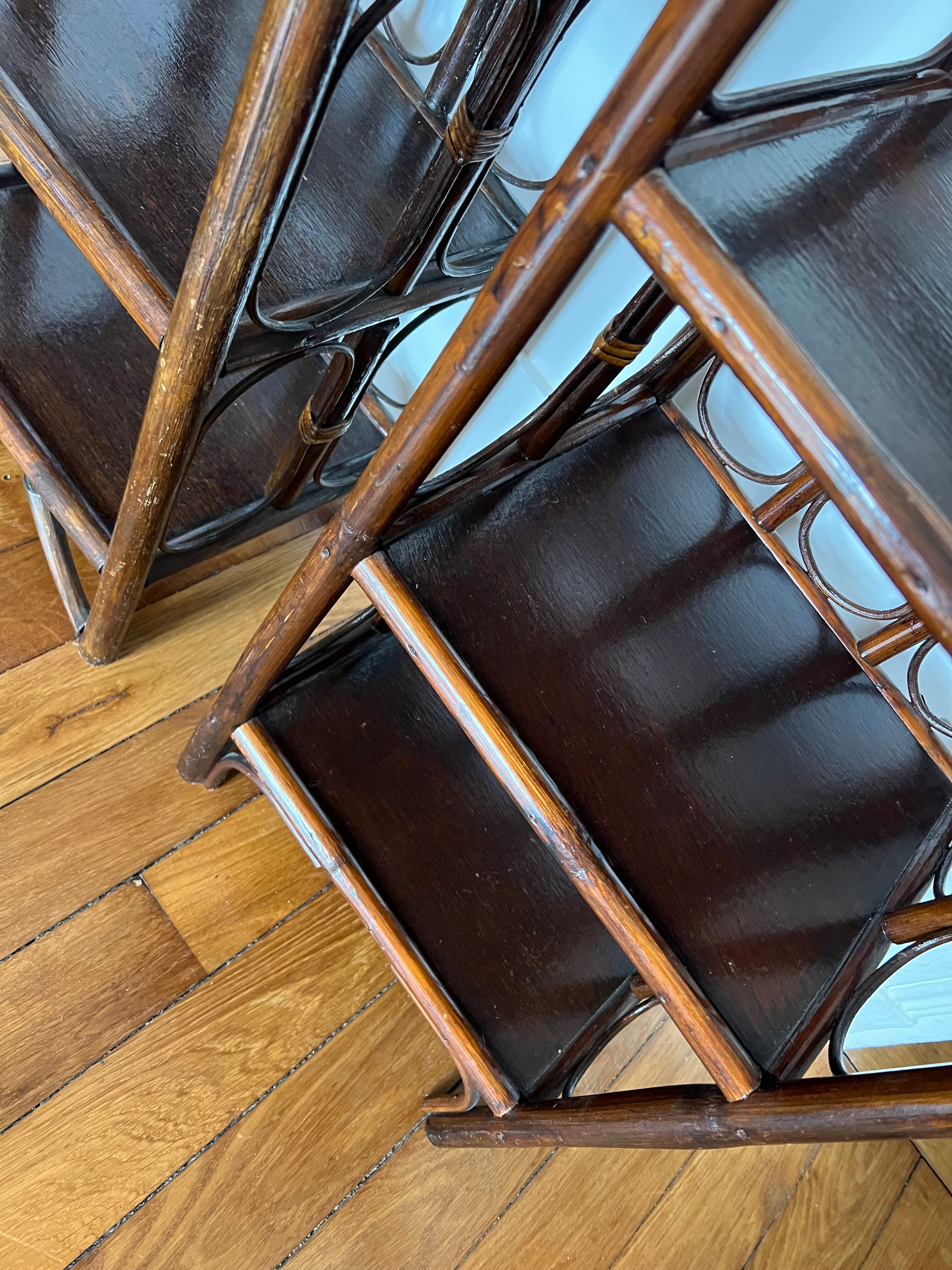 Pair of rattan shelves from the 70s