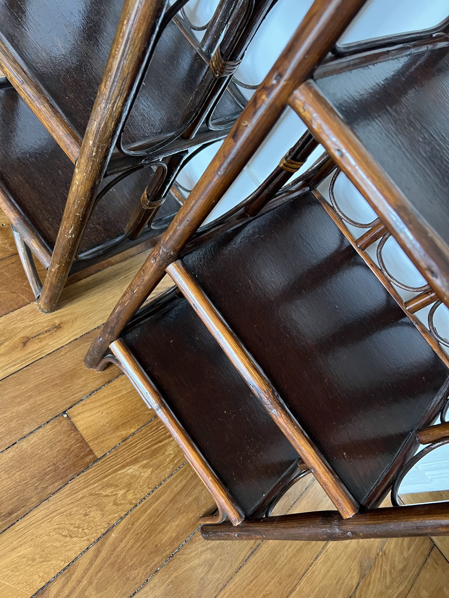 Pair of rattan shelves from the 70s