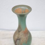 Vase vintage, vase balustre style raku, vase grand col, vase céramique vert céladon