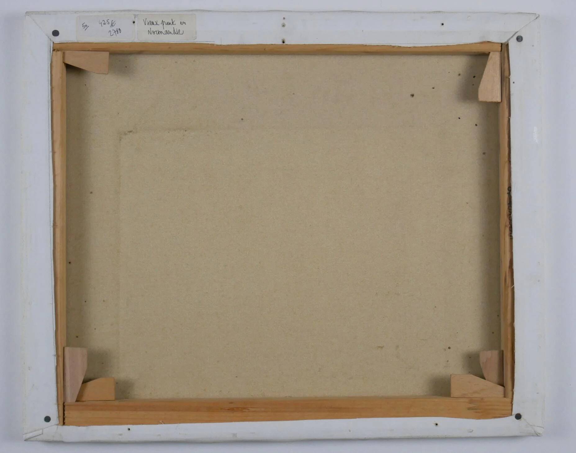 Old brick bridge in Normandy - Signed oil painting