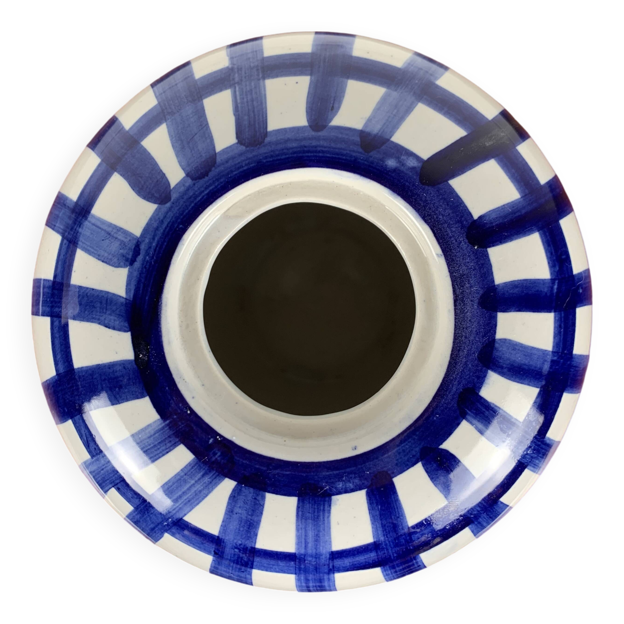 Hand painted blue & white ceramic vase