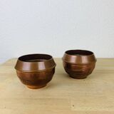 Pair of art deco pot covers in Villedieu copper