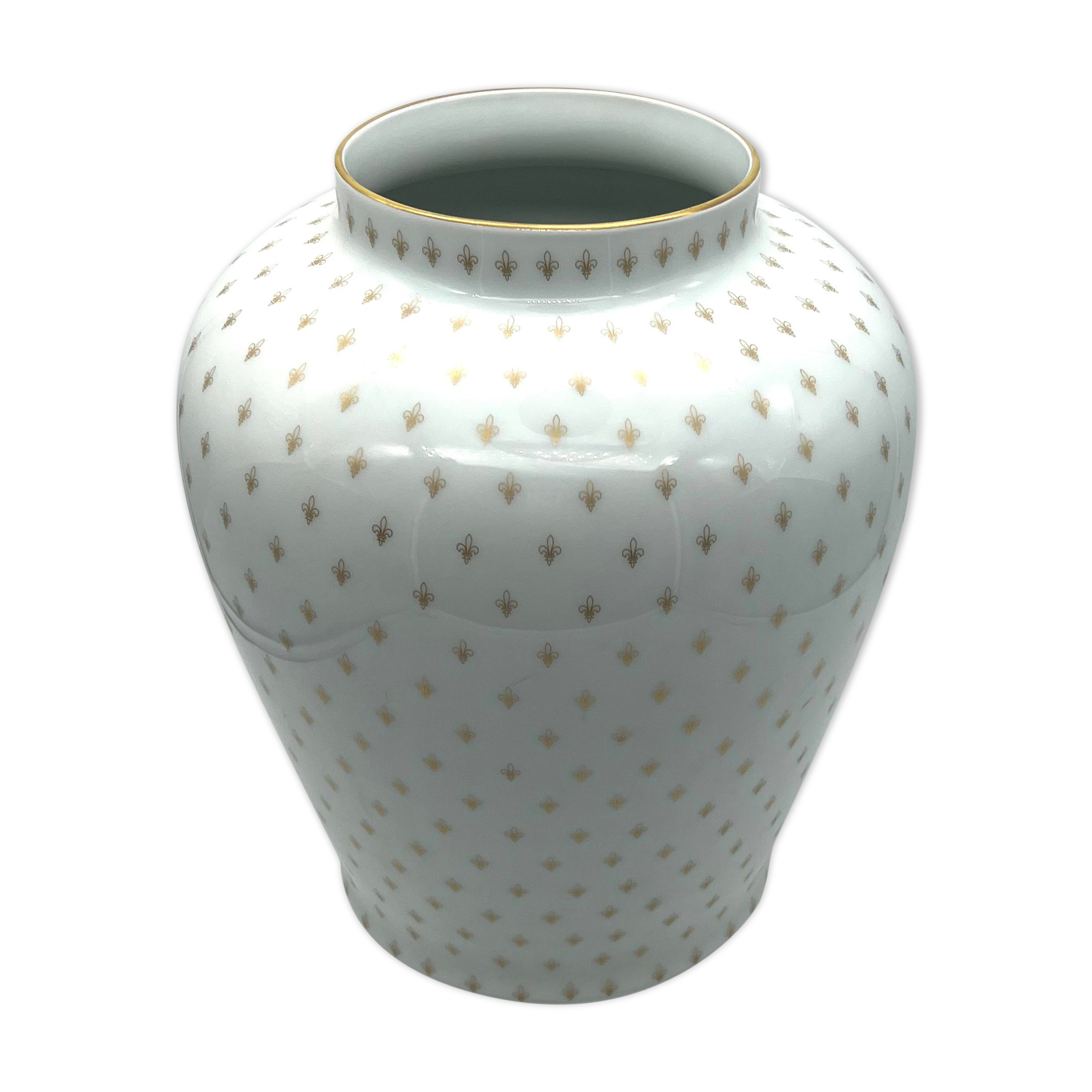 Vase Limoges Tharaud white with golden fleur-de-lis