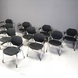 Futuristic Octagonal Metal Chairs by Froscher Sitform, 1990s - set of 10