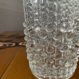 Vintage cylindrical vase with raised dots in molded glass