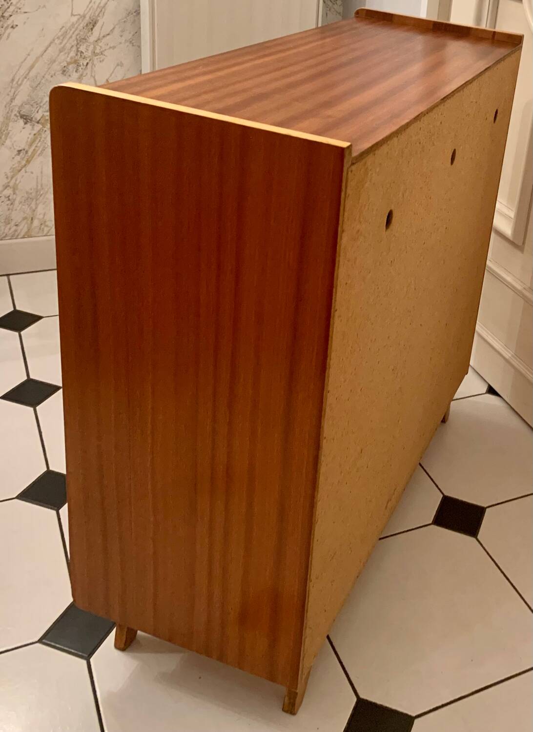 Vintage shoe cabinet with compass feet