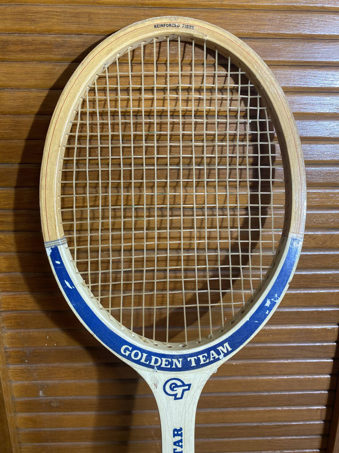 Old Tennis Racket ONE STAR Golden Team Wood Vintage Sport #E213