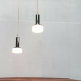 Suspended glass and chrome lamps model P105 German Mid-Century Space Age from the 1960s by Staff, set of 2.