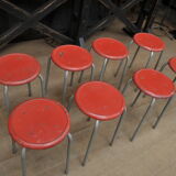 Set of 8cOld Stackable Metal Low Stools 1960