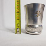 Art Deco-style old silver metal Timbale monogrammed LP