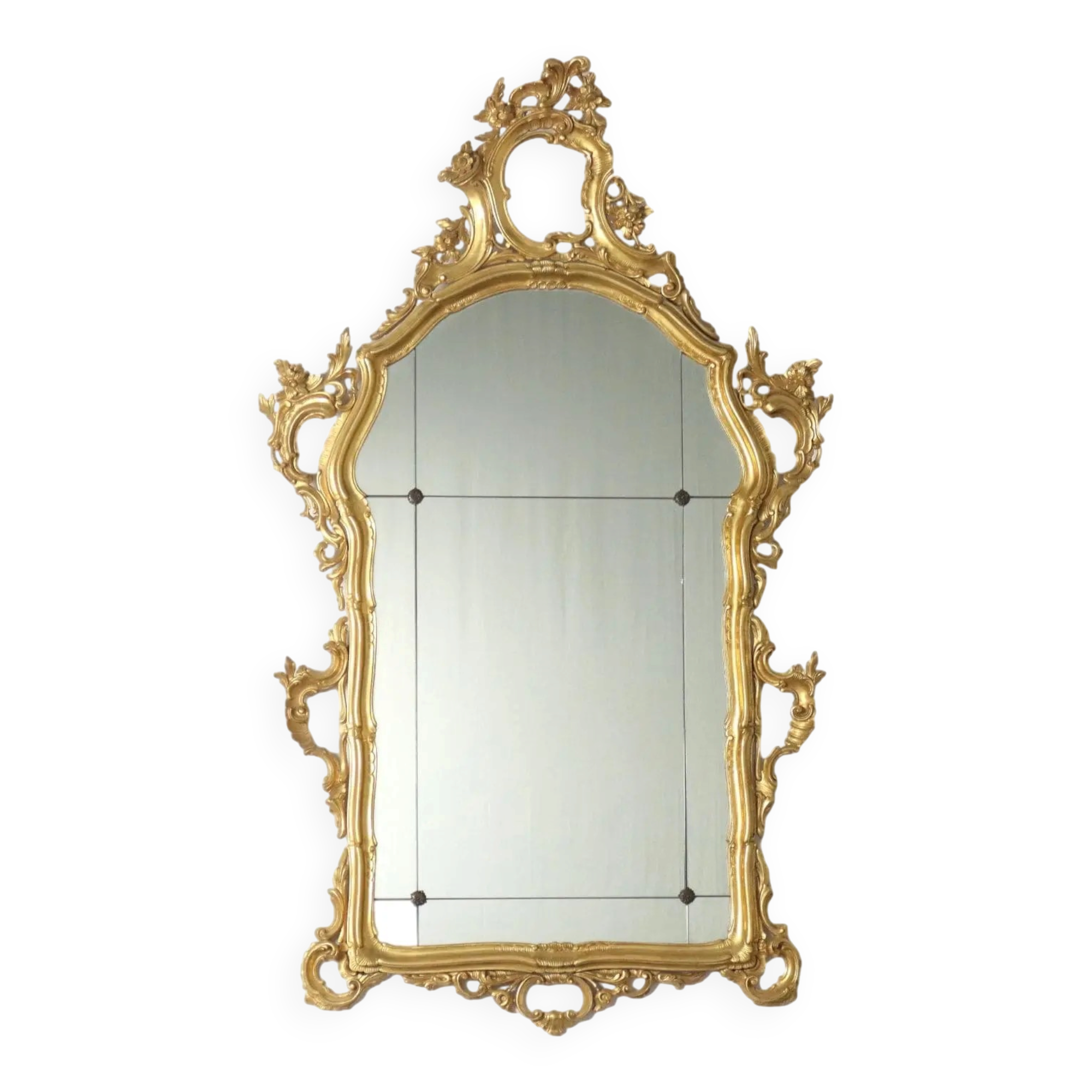 Antique baroque-style wooden mirror, Italy, 20th century