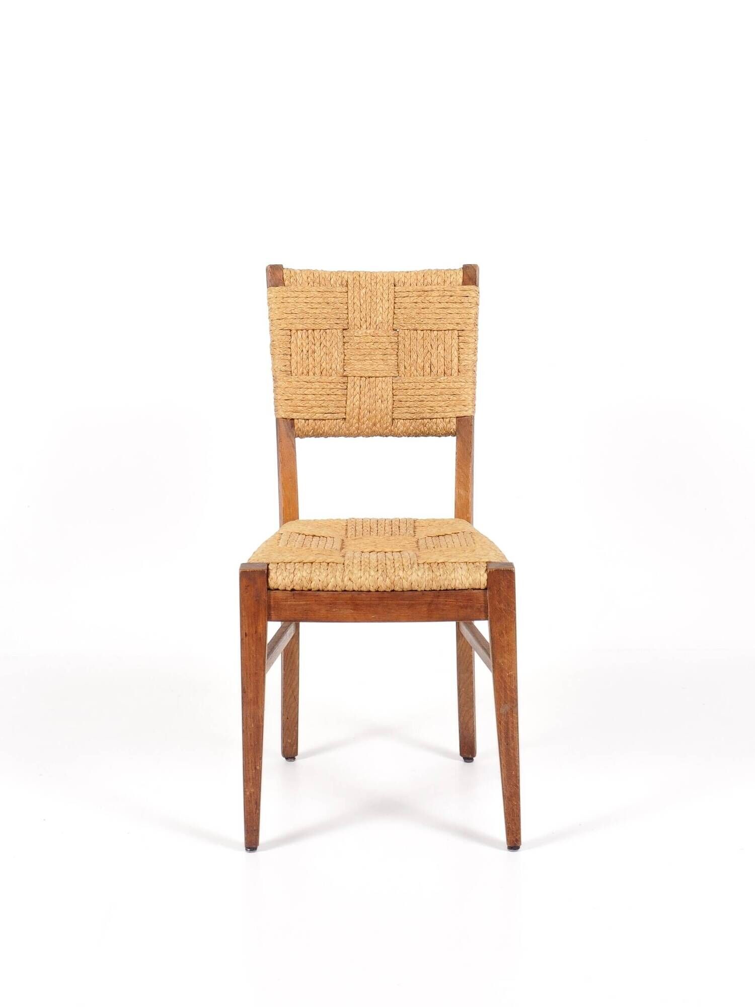 Audoux & Minet - Set of 4 vintage oak and rope chairs, circa 1950