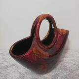 Vase or planter in enamelled and lacquered metal