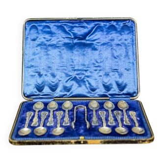 Antique English Silver Teaspoons, 1906, Set of 13