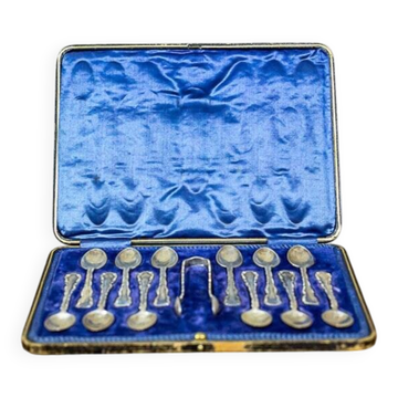 Cuillères à café en argent anglais ancien, 1906, ensemble de 13