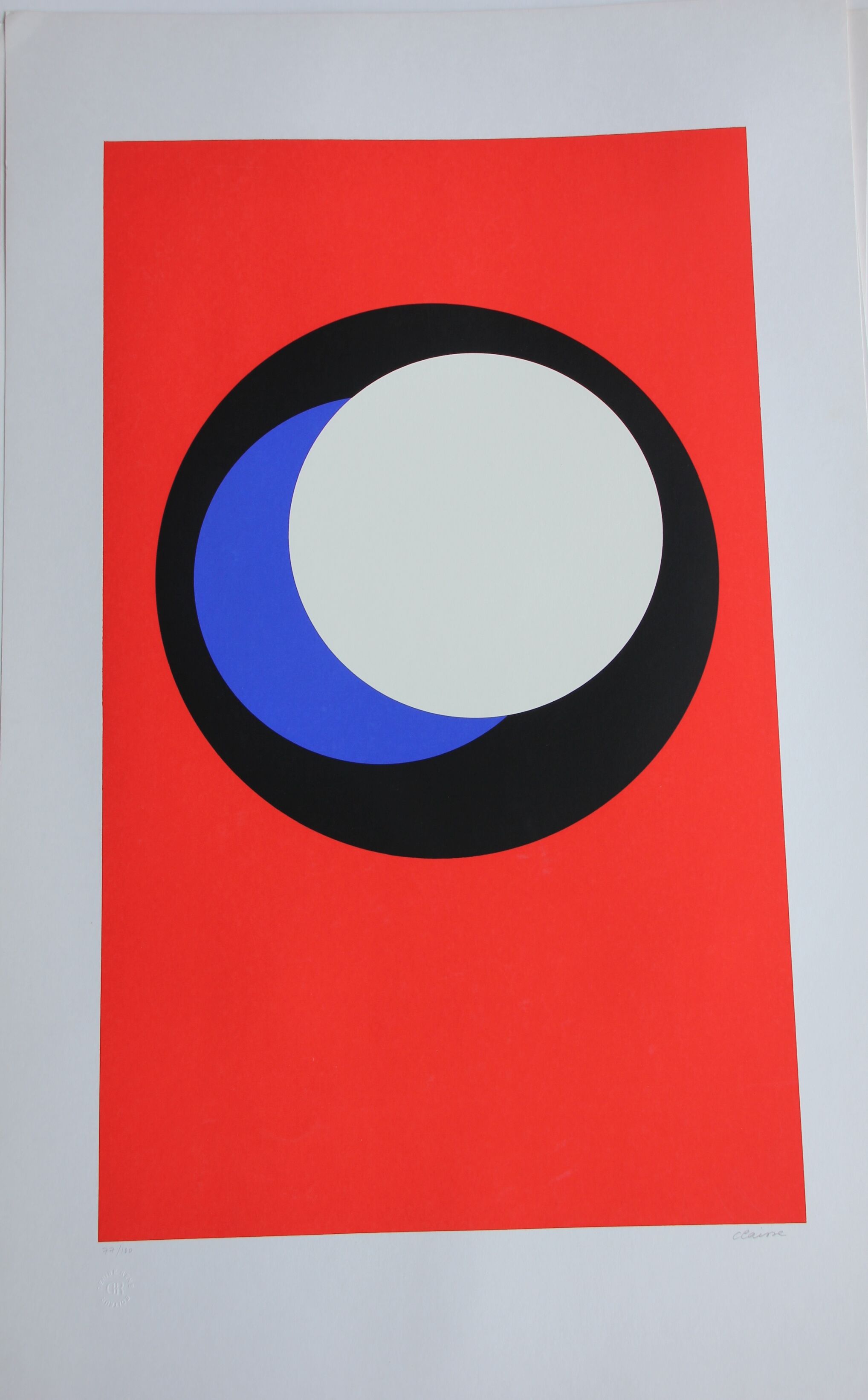 silkscreen print signed op art claisse geneviève 1967 cercles denise rené