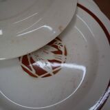 Set of 9 flat iron earth plates Salins "Colibri" France