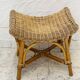 Vintage curved stool in rattan and bamboo