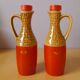 Oil and vinegar service in ceramic and wood