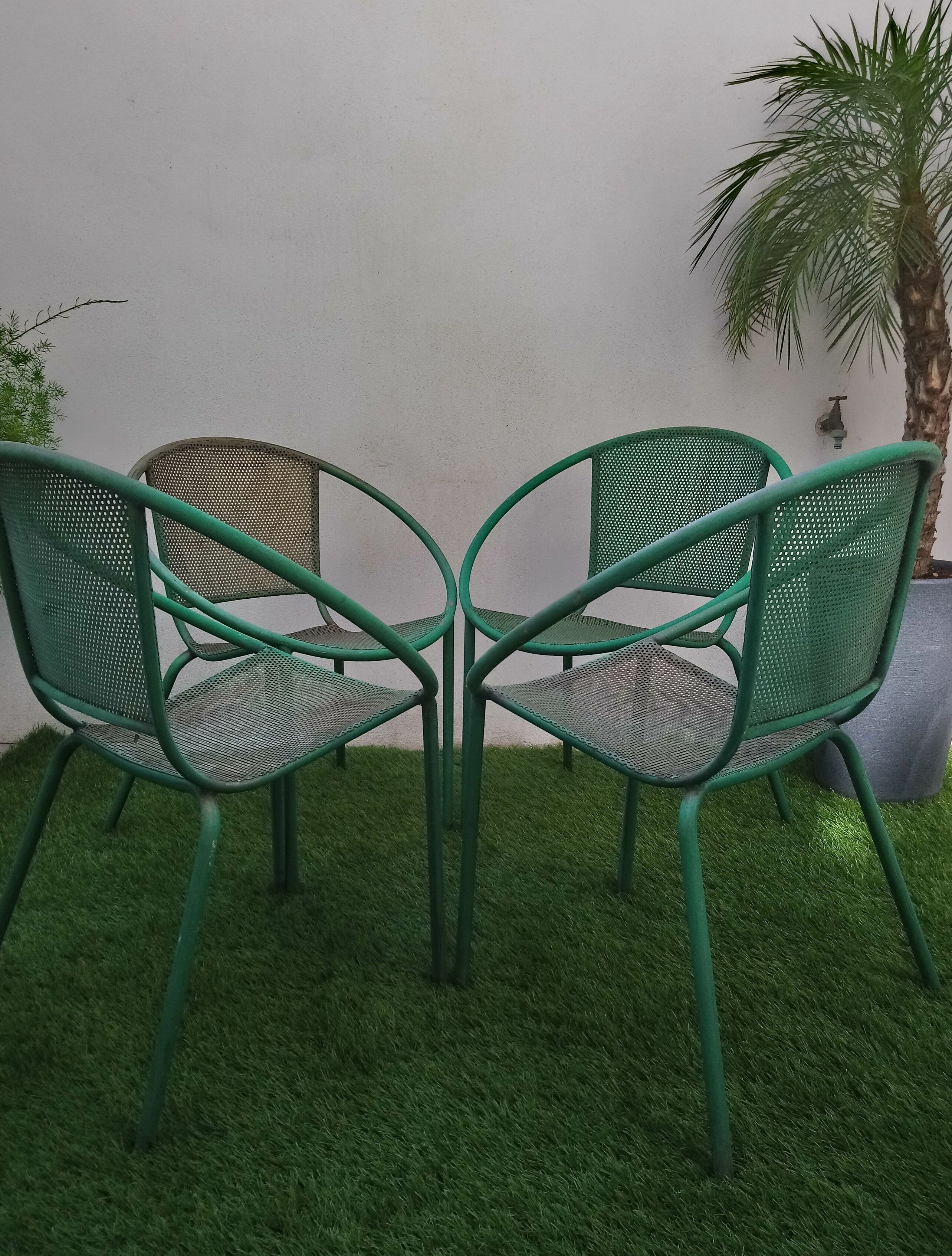 4 garden chairs suite half moon vintage 80s italian design